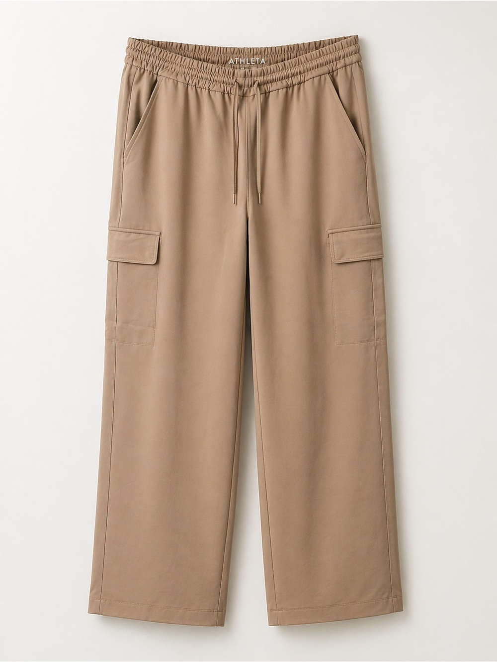Athleta Promenade Cargo Pants NWT Tan Wide Leg Tall Large Travel Lightweight
